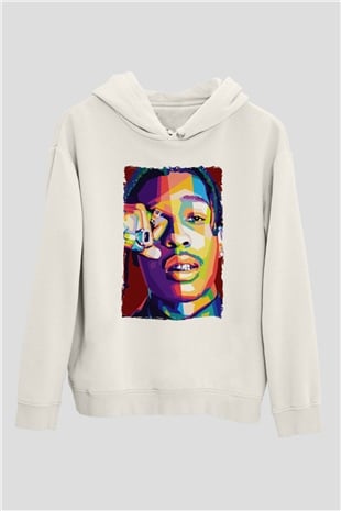 ASAP Mob Beyaz Unisex Kapüşonlu Sweatshirt