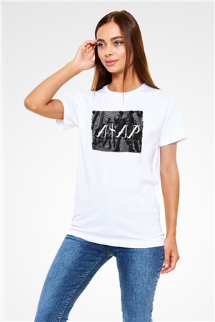 ASAP Mob Beyaz Unisex Tişört T-Shirt - TişörtFabrikası
