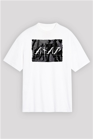 ASAP Mob Beyaz Oversize Tişört Oversize T-shirt - TişörtFabrikası