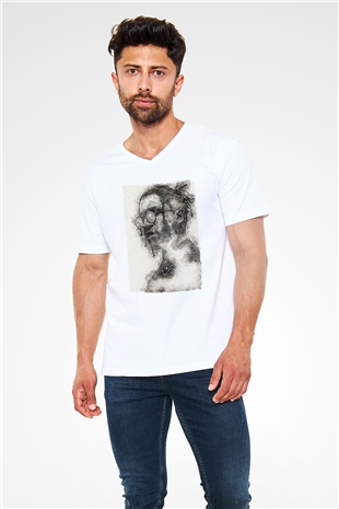 ASAP Mob Beyaz Unisex V Yaka Tişört