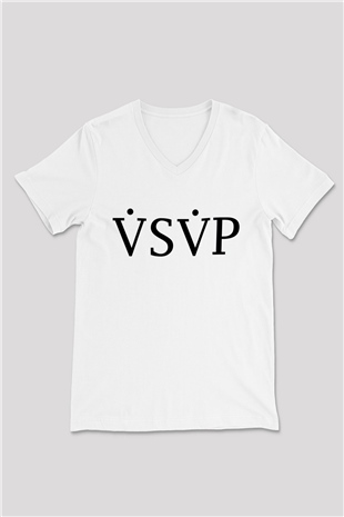 ASAP Mob Beyaz Unisex V Yaka Tişört