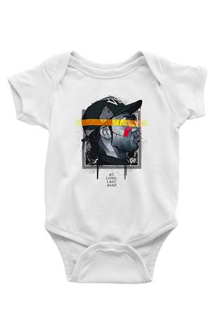Asap Rocky Baskılı Beyaz Unisex Bebek Body - Zıbın