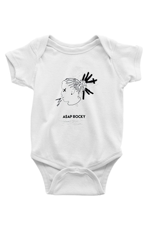 ASAP Rocky Baskılı Beyaz Unisex Bebek Body - Zıbın