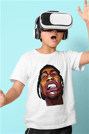 Asap Rocky Baskılı Beyaz Unisex Beyaz Çocuk Tişört - Tshirt
