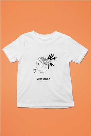 ASAP Rocky Baskılı Beyaz Unisex Çocuk Tişört