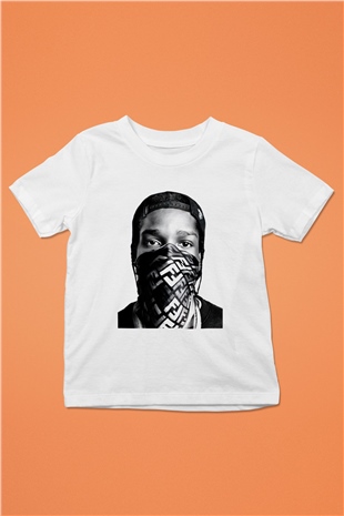 ASAP Rocky Baskılı Beyaz Unisex Çocuk Tişört