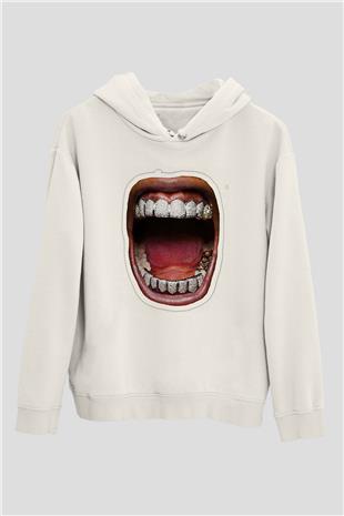 Asap Rocky Baskılı Beyaz Unisex Kapüşonlu Sweatshirt