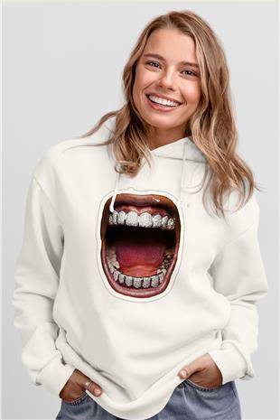 Asap Rocky Baskılı Beyaz Unisex Kapüşonlu Sweatshirt