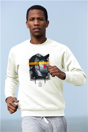 Asap Rocky Baskılı Beyaz Unisex Sweatshirt