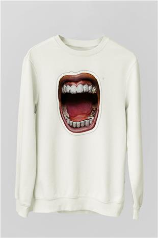 Asap Rocky Baskılı Beyaz Unisex Sweatshirt