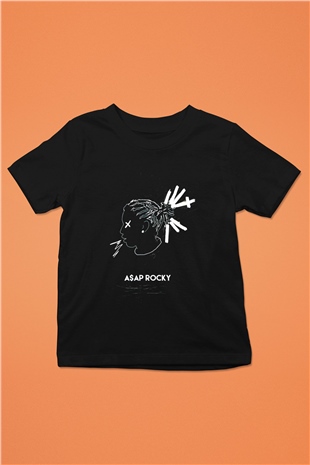 ASAP Rocky Baskılı Siyah Unisex Çocuk Tişört