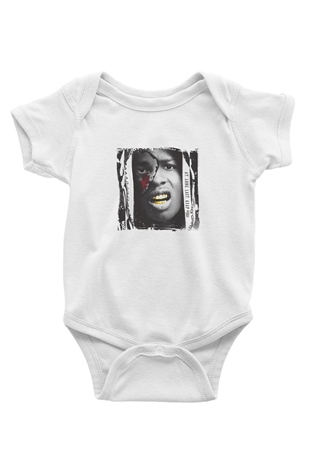 ASAP Rocky Baskılı Unisex Beyaz Bebek Body - Zıbın