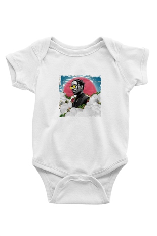 ASAP Rocky Baskılı Unisex Beyaz Bebek Body - Zıbın
