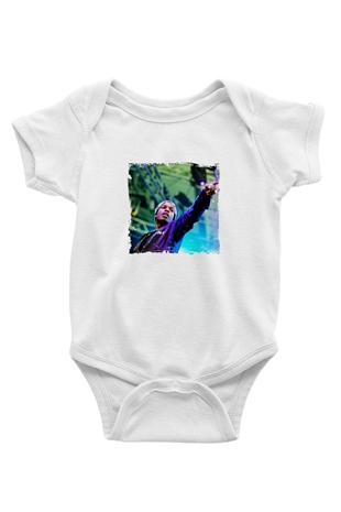 ASAP Rocky Baskılı Unisex Beyaz Bebek Body - Zıbın