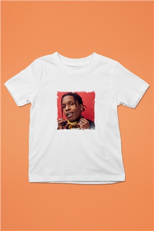 ASAP Rocky Baskılı Unisex Beyaz Çocuk Tişört