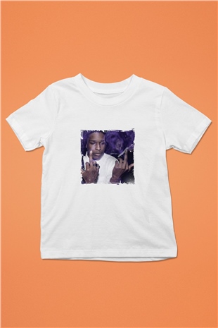 ASAP Rocky Baskılı Unisex Beyaz Çocuk Tişört