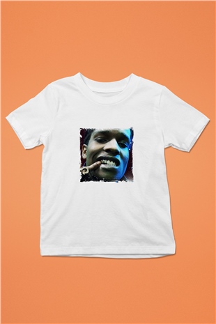 ASAP Rocky Baskılı Unisex Beyaz Çocuk Tişört