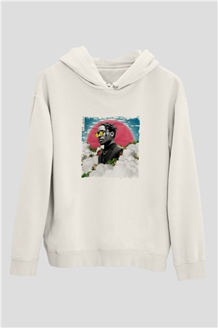 ASAP Rocky Baskılı Unisex Beyaz Hoodie