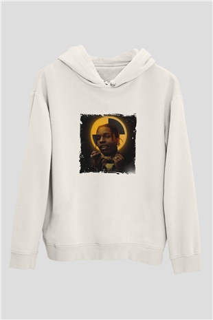 ASAP Rocky Baskılı Unisex Beyaz Hoodie