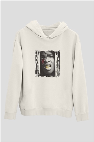 ASAP Rocky Baskılı Unisex Beyaz Hoodie