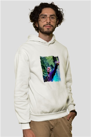 ASAP Rocky Baskılı Unisex Beyaz Hoodie