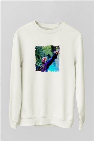 ASAP Rocky Baskılı Unisex Beyaz Sweatshirt