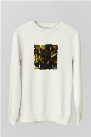 ASAP Rocky Baskılı Unisex Beyaz Sweatshirt