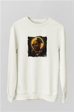 ASAP Rocky Baskılı Unisex Beyaz Sweatshirt
