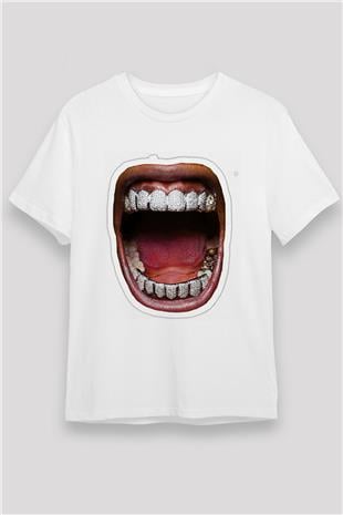 Asap Rocky Baskılı Unisex Beyaz Tişört - Tshirt
