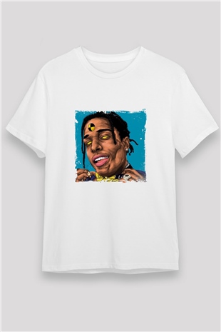 ASAP Rocky Baskılı Unisex Beyaz Tişört