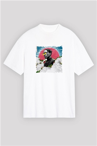 ASAP Rocky Baskılı Oversize Beyaz Tişört