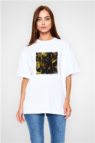ASAP Rocky Baskılı Oversize Beyaz Tişört