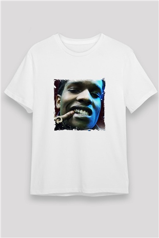ASAP Rocky Baskılı Unisex Beyaz Tişört