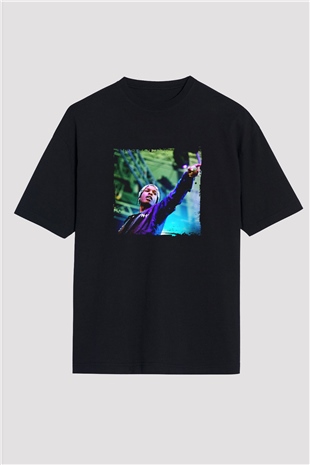 ASAP Rocky Baskılı Unisex Oversize Siyah Tişört