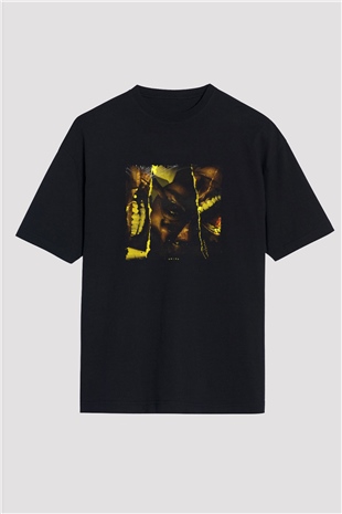ASAP Rocky Baskılı Unisex Oversize Siyah Tişört
