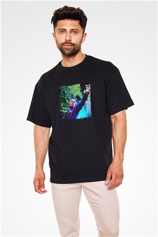 ASAP Rocky Baskılı Unisex Oversize Siyah Tişört