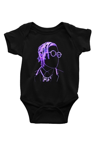 Asap Rocky Baskılı Unisex Siyah Bebek Body - Zıbın