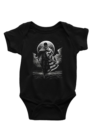 Asap Rocky Baskılı Unisex Siyah Bebek Body - Zıbın