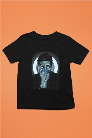 Asap Rocky Baskılı Unisex Siyah Çocuk Tişört - Tshirt