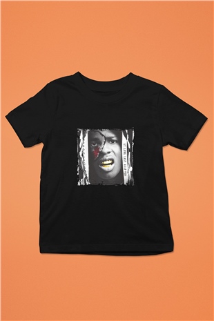 ASAP Rocky Baskılı Unisex Siyah Çocuk Tişört