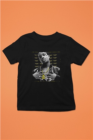 Asap Rocky Baskılı Unisex Siyah Çocuk Tişört - Tshirt