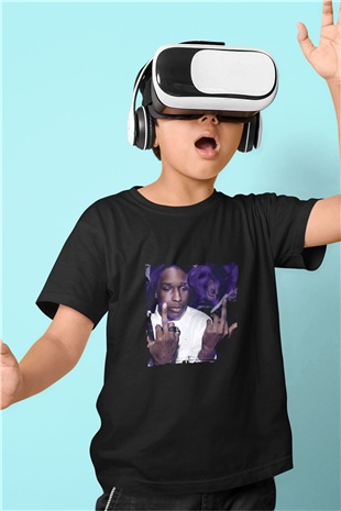ASAP Rocky Baskılı Unisex Siyah Çocuk Tişört