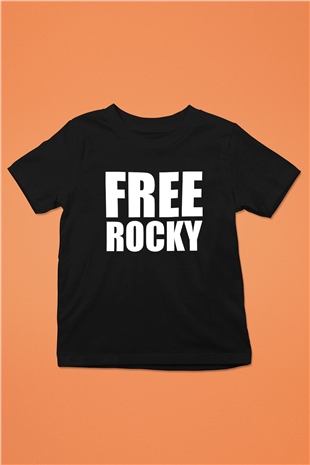 Asap Rocky Baskılı Unisex Siyah Çocuk Tişört - Tshirt