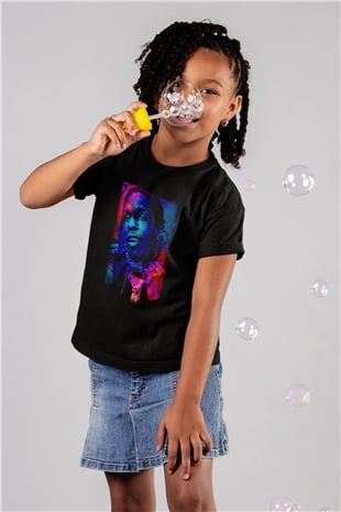 Asap Rocky Baskılı Unisex Siyah Çocuk Tişört - Tshirt