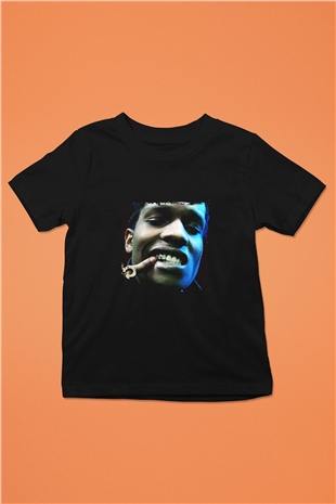 ASAP Rocky Baskılı Unisex Siyah Çocuk Tişört