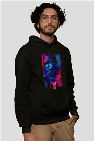Asap Rocky Baskılı Unisex Siyah Hoodie