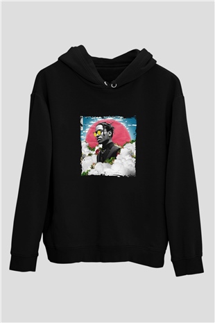 ASAP Rocky Baskılı Unisex Siyah Hoodie