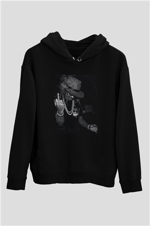Asap Rocky Baskılı Unisex Siyah Hoodie