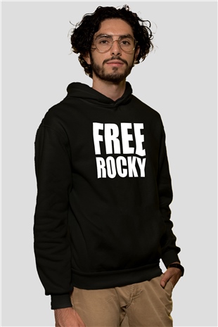Asap Rocky Baskılı Unisex Siyah Hoodie