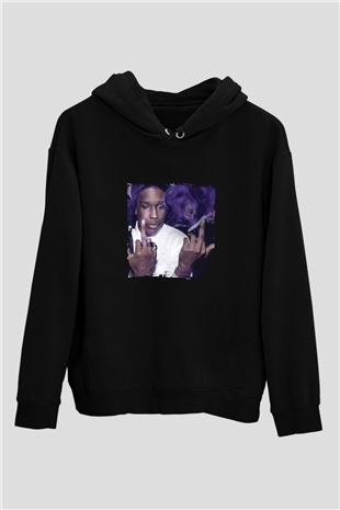 ASAP Rocky Baskılı Unisex Siyah Hoodie